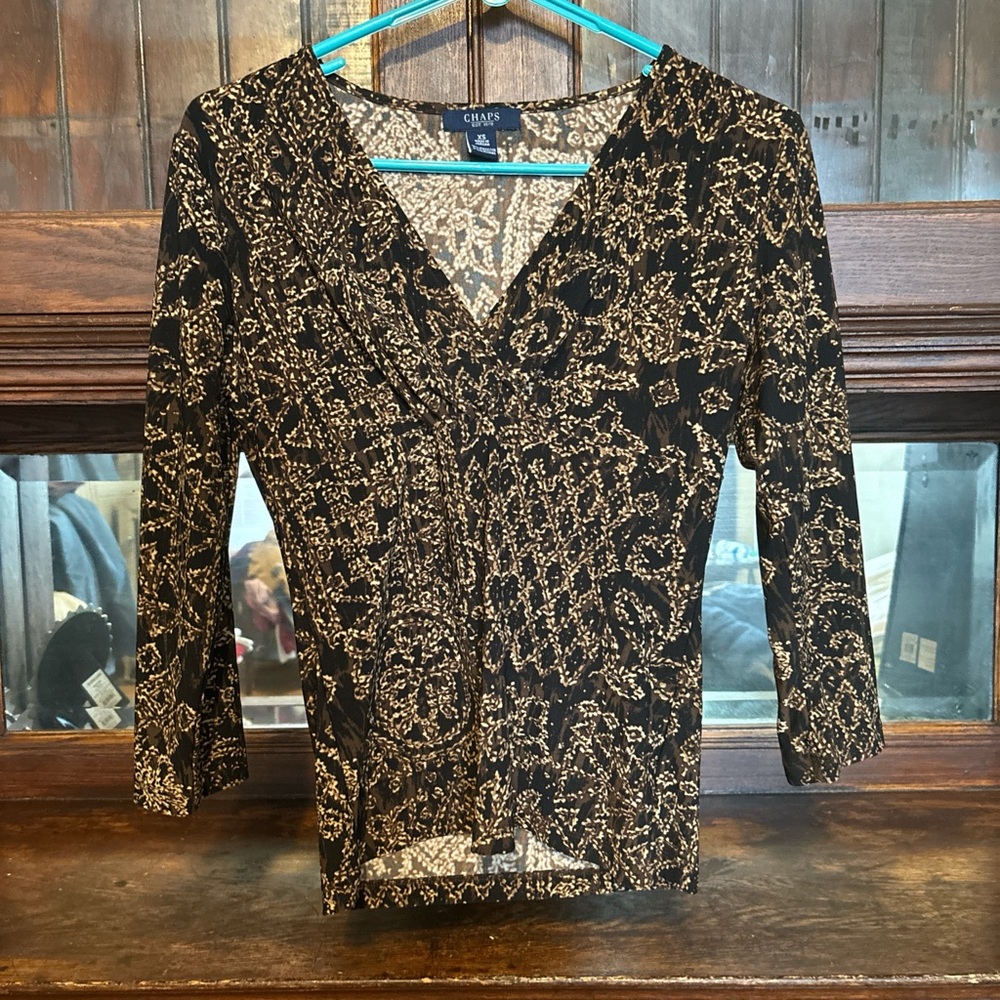 Vintage black/tan blouse